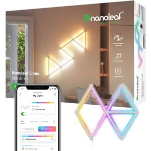 Nanoleaf Lines 60 Degrees Starter Kit, 9 Smart Light Bars LED RGBW Backlit Modular Wi-Fi Colour Changing Wall Lights, Music & Screen Sync, Works with Alexa Google Assistant Apple Homekit, Room Decor Nanoleaf Lines 60 Degrees Starter Kit, 9 Smart Light Bars LED RGBW Backlit Modular Wi-Fi Colour Changing Wall Lights, Music & Screen Sync, Works with Alexa Google Assistant Apple Homekit, Room Decor