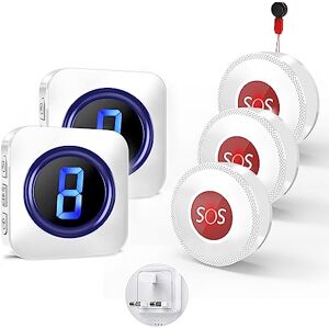 SURFOU Panic Alarm Button for Elderly, Wireless Caregiver Pager at 1,000ft Range with 3 SOS Call Panic Buttons with Mute Mode 55 Chimes 5 Volumes Levels LED Flash with 2 Plug in Receivers SURFOU Panic Alarm Button for Elderly, Wireless Caregiver Pager at 1,000ft Range with 3 SOS Call Panic Buttons with Mute Mode 55 Chimes 5 Volumes Levels LED Flash with 2 Plug in Receivers