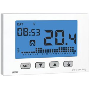 VEMER VE725800 model CHRONOS KEY BIANCO Weekly chronothermostat with battery supply. Wall-mounting. Color White VEMER VE725800 model CHRONOS KEY BIANCO Weekly chronothermostat with battery supply. Wall-mounting. Color White