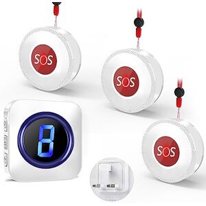 SURFOU Wireless Caregiver Pager, 1,000ft Long Range SOS Call Button, Suresafe Personal Alarm Buzzer Call Bell for Elderly with 3 Panic Alarm Buttons, LED Flash, 5 Levels Volume, 55 Melodies SURFOU Wireless Caregiver Pager, 1,000ft Long Range SOS Call Button, Suresafe Personal Alarm Buzzer Call Bell for Elderly with 3 Panic Alarm Buttons, LED Flash, 5 Levels Volume, 55 Melodies