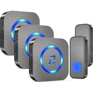 SURFOU Wireless Doorbell, Waterproof Battery Operated Cordless Doorbell with 3 Receivers Operating at 1,300 Feet Long Range with 55 Chimes 5 Volume Levels LED Flash, Black SURFOU Wireless Doorbell, Waterproof Battery Operated Cordless Doorbell with 3 Receivers Operating at 1,300 Feet Long Range with 55 Chimes 5 Volume Levels LED Flash, Black