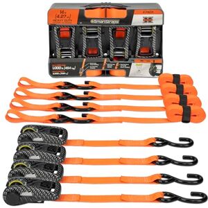 SmartStraps 14' 3000 lbs. CarbonX Ratchet Tie Down, Orange 4 Pack SmartStraps 14' 3000 lbs. CarbonX Ratchet Tie Down, Orange 4 Pack