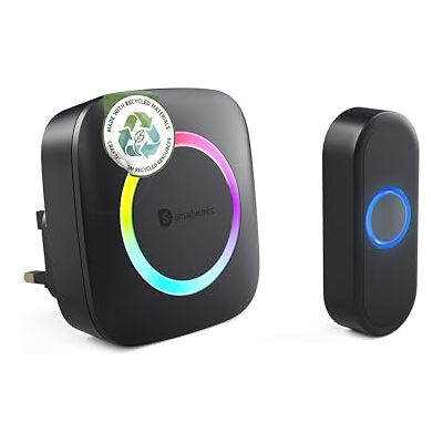 Smartwares Wireless doorbell Set Plug-in Chime and Push Button 300 m Range 36 melodies LED Ring 85 dB 4 Sound Level & Mute Function Black PD-4926 Smartwares Wireless doorbell Set Plug-in Chime and Push Button 300 m Range 36 melodies LED Ring 85 dB 4 Sound Level & Mute Function Black PD-4926
