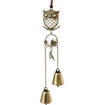 WPQRYUI Metal Owl Double Bell Wind Chime for Covered Entryway Door, Woodland Owl Hanging Bell Ornament, Rustic Door Decor, Housewarming Christmas Thanksgiving Gift WPQRYUI Metal Owl Double Bell Wind Chime for Covered Entryway Door, Woodland Owl Hanging Bell Ornament, Rustic Door Decor, Housewarming Christmas Thanksgiving Gift