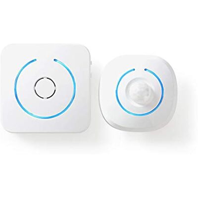 NEDIS Home Security Wireless PIR Motion Sensor LED Light & Chime with 8 Ringtones, White NEDIS Home Security Wireless PIR Motion Sensor LED Light & Chime with 8 Ringtones, White
