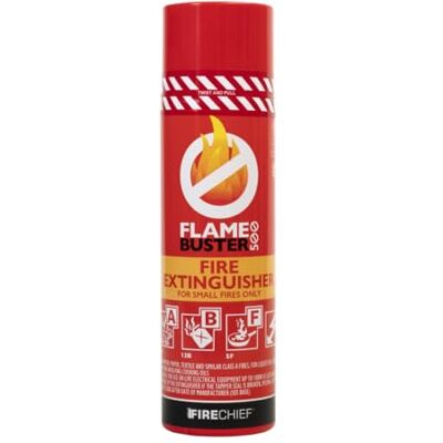 Firechief Flamebuster Multipurpose Fire Extinguisher with UK Kitemark, 500ml Aerosol Fire Extinguisher Suitable for Class A, B & F Fires Immediate Use, Non Toxic & Effective for Home Firechief Flamebuster Multipurpose Fire Extinguisher with UK Kitemark, 500ml Aerosol Fire Extinguisher Suitable for Class A, B & F Fires Immediate Use, Non Toxic & Effective for Home