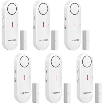 TechRise Door Alarm Sensor, Door Sensor for Home Security, 2-in-1 Alarm & Chime, 3-level Volume Control, Door Sensor Alarms for Home Security, for Child Safety, Home Shop Security (6 PCS) TechRise Door Alarm Sensor, Door Sensor for Home Security, 2-in-1 Alarm & Chime, 3-level Volume Control, Door Sensor Alarms for Home Security, for Child Safety, Home Shop Security (6 PCS)