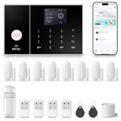 LWOHSI Home Alarm System,GSM/WiFi Professional Home Security Systems with Door/Window Sensors,Motion Sensors,Loud Siren,Phone App Instant Alerts,LCD Display Screen,Work with Alexa and Google LWOHSI Home Alarm System,GSM/WiFi Professional Home Security Systems with Door/Window Sensors,Motion Sensors,Loud Siren,Phone App Instant Alerts,LCD Display Screen,Work with Alexa and Google