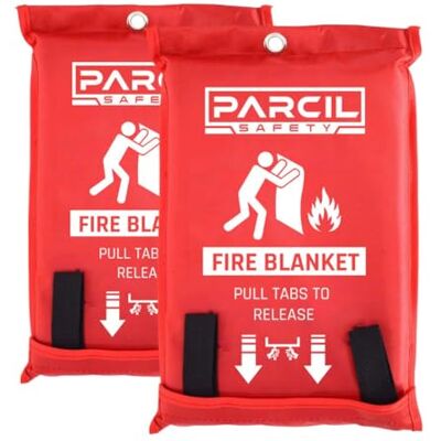 Parcil Distribution Emergency Fire Blanket Kitchen Fire Blanket UK British Standard Fireguard Blanket for Home Fire Protection & Home Safety (2-Pack) Parcil Distribution Emergency Fire Blanket Kitchen Fire Blanket UK British Standard Fireguard Blanket for Home Fire Protection & Home Safety (2-Pack)