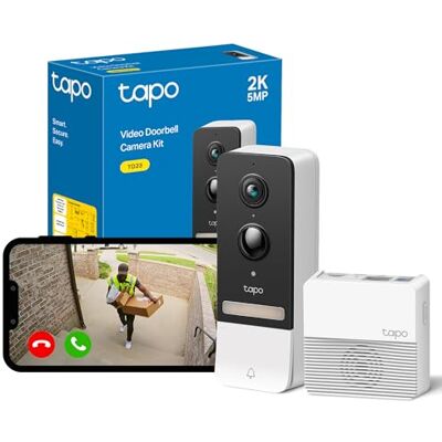 Tapo TD23 2K 5MP Battery Video Doorbell, No Monthly fee,160°Doorbell Camera Wireless,2 Way Audio,Long Battery Life,Ring Chime Included,Colour Night,Flexible Storage,IP54,APP Control,Alexa/Google Tapo TD23 2K 5MP Battery Video Doorbell, No Monthly fee,160°Doorbell Camera Wireless,2 Way Audio,Long Battery Life,Ring Chime Included,Colour Night,Flexible Storage,IP54,APP Control,Alexa/Google