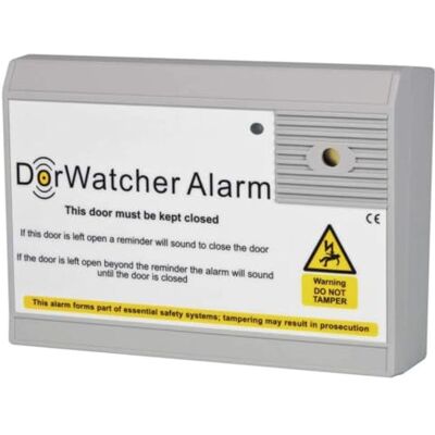 Dorwatcher 12VDC / Mains/Battery Powered Door Held Open Alarm Fire System Set Time Delay Sounder Screecher (DW305 12vdc) Dorwatcher 12VDC / Mains/Battery Powered Door Held Open Alarm Fire System Set Time Delay Sounder Screecher (DW305 12vdc)
