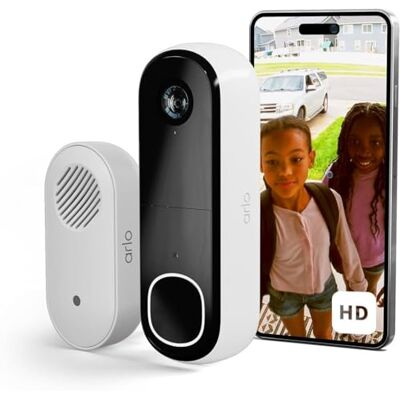 Arlo HD Video Doorbell Camera Wireless and Chime, Outdoor WiFi Video Doorbell, Battery Operated Security Camera, Motion Detection, Night Vision, Two-way Audio, CCTV, Secure Trial Included, White Arlo HD Video Doorbell Camera Wireless and Chime, Outdoor WiFi Video Doorbell, Battery Operated Security Camera, Motion Detection, Night Vision, Two-way Audio, CCTV, Secure Trial Included, White