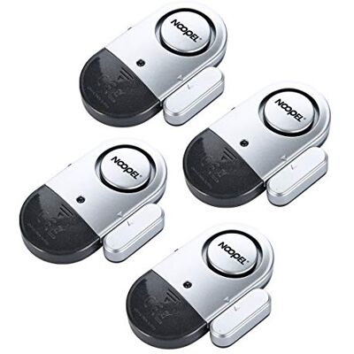 Noopel Door Window Alarm 4 Pack Home Security Ultra-Slim Wireless Magnetic Sensor Burglar Anti-theft 120DB Alarm with Batteries included DIY EASY to Install (4) Noopel Door Window Alarm 4 Pack Home Security Ultra-Slim Wireless Magnetic Sensor Burglar Anti-theft 120DB Alarm with Batteries included DIY EASY to Install (4)