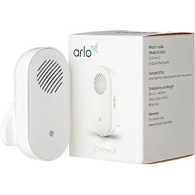 Arlo Certified Accessories Chime 2, Audio Alerts, Built-in Siren, Customisable Melody, Connection Direct to Wi-Fi, Designed for Video Doorbells, Pro & Ultra Cameras & Floodlights Arlo Certified Accessories Chime 2, Audio Alerts, Built-in Siren, Customisable Melody, Connection Direct to Wi-Fi, Designed for Video Doorbells, Pro & Ultra Cameras & Floodlights