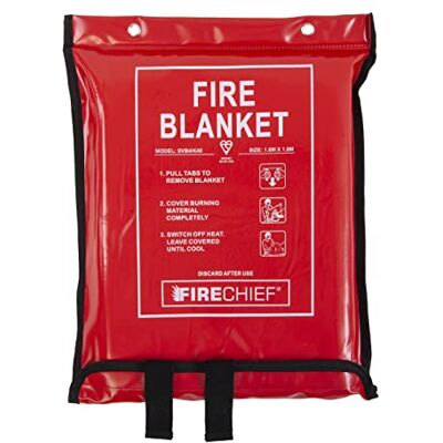 Firechief SVB4/K40 Kitemarked Budget Fire Blanket Commercial Fire Blanket (1.8m x 1.8m) Suitable For Use At Home, In The Workplace And For Clothing Fires Firechief SVB4/K40 Kitemarked Budget Fire Blanket Commercial Fire Blanket (1.8m x 1.8m) Suitable For Use At Home, In The Workplace And For Clothing Fires