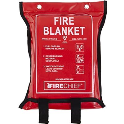Firechief SVB3/K40 Kitemarked Budget Fire Blanket Large Fire Blanket (1.2m x 1.8m) Suited For Use Around The Home (Kitchen, Office, Garage) Firechief SVB3/K40 Kitemarked Budget Fire Blanket Large Fire Blanket (1.2m x 1.8m) Suited For Use Around The Home (Kitchen, Office, Garage)
