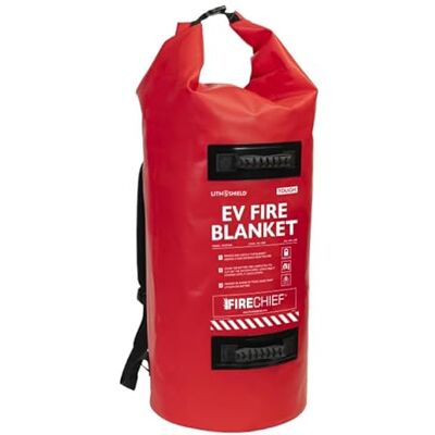 Firechief LithShield Tough EV Fire Blanket 5 x 5m with Red Backpack (FEVBT505) DIN 91489 Certified Withstands Up to 1300°C For Cars, SUVs & EVs Lightweight & Easy to Use 5-Year Warranty Firechief LithShield Tough EV Fire Blanket 5 x 5m with Red Backpack (FEVBT505) DIN 91489 Certified Withstands Up to 1300°C For Cars, SUVs & EVs Lightweight & Easy to Use 5-Year Warranty