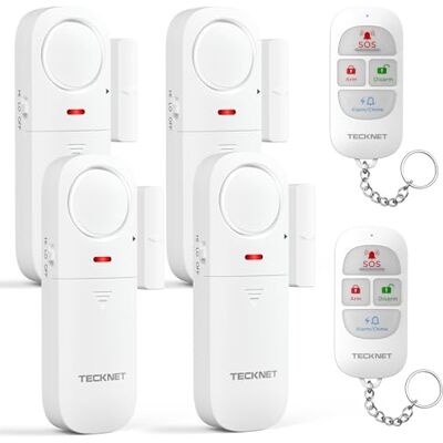 TeckNet Online Door Alarm Sensor 4 Packs With Remote Control, Window Alarms for Security, 4 Modes, Adjustable Volume, Wireless Magnetic Door Sensor Burglar Alarm Systems for Your Home Security Systems TeckNet Online Door Alarm Sensor 4 Packs With Remote Control, Window Alarms for Security, 4 Modes, Adjustable Volume, Wireless Magnetic Door Sensor Burglar Alarm Systems for Your Home Security Systems