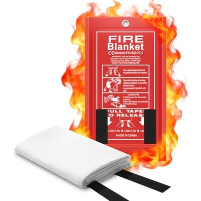 FLASLD Fire Blanket 40 x 40 inch for Home and Kitchen, Fiberglass Fire Blankets Emergency for People, Flame Retardant Protection and Heat Insulation (3 ft x 3 ft) FLASLD Fire Blanket 40 x 40 inch for Home and Kitchen, Fiberglass Fire Blankets Emergency for People, Flame Retardant Protection and Heat Insulation (3 ft x 3 ft)