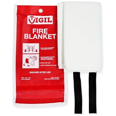Vigil Fire Blanket for Small Commercial & Domestic Kitchens 1.2m x 1.2m Fibreglass Blankets Suitable for Cafes, Workshops, Offices and More Vigil Fire Blanket for Small Commercial & Domestic Kitchens 1.2m x 1.2m Fibreglass Blankets Suitable for Cafes, Workshops, Offices and More