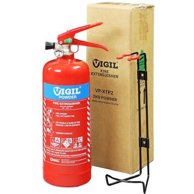 Vigil Dry Powder Fire Extinguisher 2kg ABC Fire Extinguisher with Bracket Vigil Dry Powder Fire Extinguisher 2kg ABC Fire Extinguisher with Bracket