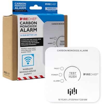 Firechief Carbon Monoxide Alarm with Wireless Interlink 10 Year Sealed Battery SGS Certified to EN50291 Wirelessly Link with Home Alarms For Rooms with a Fuel Burning Appliance FCB10W Model Firechief Carbon Monoxide Alarm with Wireless Interlink 10 Year Sealed Battery SGS Certified to EN50291 Wirelessly Link with Home Alarms For Rooms with a Fuel Burning Appliance FCB10W Model
