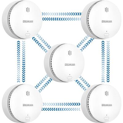 WISUALARM Smoke Alarm,10 Years Battery Life,Interlinked Smoke Alarms, Fire Alarms for Home Scotland Interlinked,Smoke Detector Can Remote Control,Compliant with EN14604, CE Certified (5 Pcs Pre-Linked Smoke) WISUALARM Smoke Alarm,10 Years Battery Life,Interlinked Smoke Alarms, Fire Alarms for Home Scotland Interlinked,Smoke Detector Can Remote Control,Compliant with EN14604, CE Certified (5 Pcs Pre-Linked Smoke)