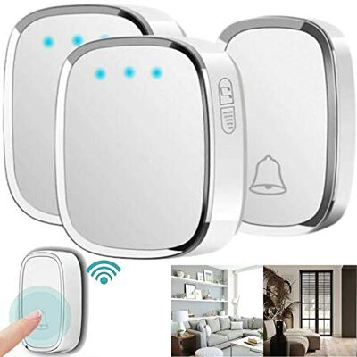 HSHa Wireless Doorbell, Wall Plug-in Wireless Door Chime 1000ft/300m Long Range Door Bell with 36 Chimes Ringstones & 4-Level Volume, Mini IP44 Waterproof with 2 Plug-in Receivers & 1 Push Button HSHa Wireless Doorbell, Wall Plug-in Wireless Door Chime 1000ft/300m Long Range Door Bell with 36 Chimes Ringstones & 4-Level Volume, Mini IP44 Waterproof with 2 Plug-in Receivers & 1 Push Button