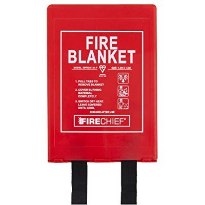 Firechief Premium Rigid Case Fire Blanket, 1.2m x 1.8m, Red Fire Blankets for Kitchen, Home, Garage, Workplace BPR3/K100-P Model Firechief Premium Rigid Case Fire Blanket, 1.2m x 1.8m, Red Fire Blankets for Kitchen, Home, Garage, Workplace BPR3/K100-P Model