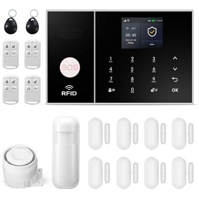 LWOHSI Home Alarm System,GSM/WiFi Professional Home Security Systems with Door/Window Sensors,Motion Sensors,Loud Siren,Phone App Instant Alerts,LCD Display Screen,Work with Alexa and Google LWOHSI Home Alarm System,GSM/WiFi Professional Home Security Systems with Door/Window Sensors,Motion Sensors,Loud Siren,Phone App Instant Alerts,LCD Display Screen,Work with Alexa and Google