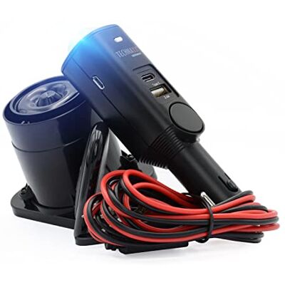 Technaxx Car Alarm with PIR Motion Sensor & 105 dB Siren – Vehicle Security System with Remote, Panic Button, 7-Day Battery, USB Ports – for Car, Camper, Boat, Garage & Home Use TX-168 Technaxx Car Alarm with PIR Motion Sensor & 105 dB Siren – Vehicle Security System with Remote, Panic Button, 7-Day Battery, USB Ports – for Car, Camper, Boat, Garage & Home Use TX-168