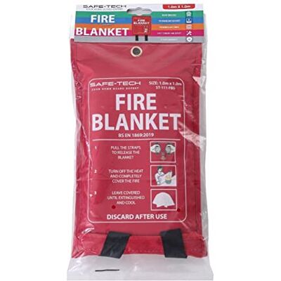 SAFE TECH Fire Blanket Emergency Extinguisher Heat Insulation 1m x 1m SAFE TECH Fire Blanket Emergency Extinguisher Heat Insulation 1m x 1m