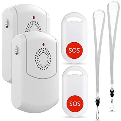 EverNary Caregiver Pager Wireless Call System Personal Alert Panic Button for Home Elderly Nurses Calling System and Emergency Button (2 Portable Pager 2 Transmitter) EverNary Caregiver Pager Wireless Call System Personal Alert Panic Button for Home Elderly Nurses Calling System and Emergency Button (2 Portable Pager 2 Transmitter)