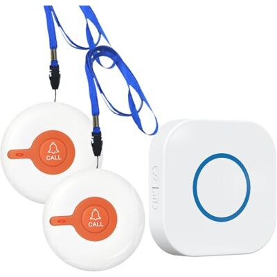 SproutSage Call Bell for Elderly, Panic Button Alarm, Emergency Caregiver Pager, Home Alarm Systems/Nurse Alert System for Patient 500Ft/150m with 1*UK Plug-in Receiver & 2*Waterproof Transmitters SproutSage Call Bell for Elderly, Panic Button Alarm, Emergency Caregiver Pager, Home Alarm Systems/Nurse Alert System for Patient 500Ft/150m with 1*UK Plug-in Receiver & 2*Waterproof Transmitters