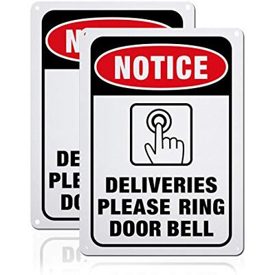 GLOBLELAND 2 Pack Delivery Notice of Package Doorbell Sign, 7x10 inches 40 Mil Aluminum Ring Doorbell Notice Caution Sign for Home or Business, Reflective UV Protected, Waterproof, Fade Resistant GLOBLELAND 2 Pack Delivery Notice of Package Doorbell Sign, 7x10 inches 40 Mil Aluminum Ring Doorbell Notice Caution Sign for Home or Business, Reflective UV Protected, Waterproof, Fade Resistant
