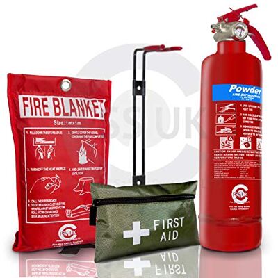 FSS UK BSI KITEMARKED 1 KG ABC Dry Powder FIRE Extinguisher + CE Marked FIRE Blanket + First AID KIT. Boats Homes Kitchen Work Offices Warehouses GARAGES Hotels Restaurants. 21B Rating FSS UK BSI KITEMARKED 1 KG ABC Dry Powder FIRE Extinguisher + CE Marked FIRE Blanket + First AID KIT. Boats Homes Kitchen Work Offices Warehouses GARAGES Hotels Restaurants. 21B Rating