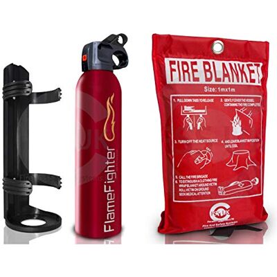FSS UK Premium 500 g ABC Powder Fire Extinguisher & 1m x 1m Fire Blanket. Ideal for Home Kitchen Caravans Boats Restaurants Workshops and Offices FSS UK Premium 500 g ABC Powder Fire Extinguisher & 1m x 1m Fire Blanket. Ideal for Home Kitchen Caravans Boats Restaurants Workshops and Offices