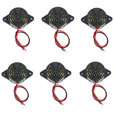 Chnee 6 Pcs Active Piezo Electric Buzzer Alarm, DC 3-24V Low Voltage Buzzer Beep Tone Speaker Alarm with Lead Wire for Classroom, Game Show, Physics Circuits Intermittent Sound Chnee 6 Pcs Active Piezo Electric Buzzer Alarm, DC 3-24V Low Voltage Buzzer Beep Tone Speaker Alarm with Lead Wire for Classroom, Game Show, Physics Circuits Intermittent Sound