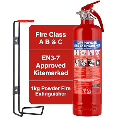 Equip 1KG ABC Dry Chemical Powder Fire Extinguisher with Steel Wall Bracket Fire Extinguisher for the Home or Car Equip 1KG ABC Dry Chemical Powder Fire Extinguisher with Steel Wall Bracket Fire Extinguisher for the Home or Car