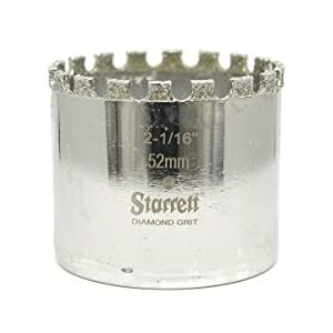 Starrett Diamond Grit Hole Saw D0216 Ceramic and Tile Drill Cutter For Brick Glass Marble Slate Stone Porcelain 52mm (2.1/16 inch) Starrett Diamond Grit Hole Saw D0216 Ceramic and Tile Drill Cutter For Brick Glass Marble Slate Stone Porcelain 52mm (2.1/16 inch)