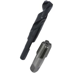 Drill America POU Series 1/2" NPT Tap and Drill Set, 1/2" Carbon Steel NPT Tap and 23/32" HSS Drill Bit w/ 1/2" Shank in Plastic Case Drill America POU Series 1/2" NPT Tap and Drill Set, 1/2" Carbon Steel NPT Tap and 23/32" HSS Drill Bit w/ 1/2" Shank in Plastic Case