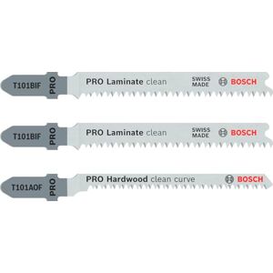 Bosch 3x PRO Laminate Jigsaw Blade Set 3-Piece for T-Shank (for Parquet, Solid Laminate Vinyl, PVC, Length mm, Professional Accessory Jigsaw) Bosch 3x PRO Laminate Jigsaw Blade Set 3-Piece for T-Shank (for Parquet, Solid Laminate Vinyl, PVC, Length mm, Professional Accessory Jigsaw)