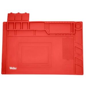 Weller WLACCWSM2-02EU Silicone Non-Slip Soldering Mat, with Ruler, Storage & Protective Properties, Medium, Red Weller WLACCWSM2-02EU Silicone Non-Slip Soldering Mat, with Ruler, Storage & Protective Properties, Medium, Red