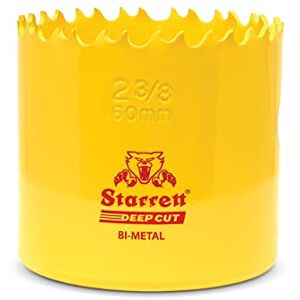 Starrett Deep Cut Hole Saw DCH0238 Heavy Duty Bi-Metal with Extra Cobalt HSS Teeth For Metals Wood Cast Iron Fibreglass Plastic Materials 60mm Starrett Deep Cut Hole Saw DCH0238 Heavy Duty Bi-Metal with Extra Cobalt HSS Teeth For Metals Wood Cast Iron Fibreglass Plastic Materials 60mm