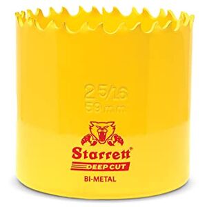 Starrett Deep Cut Hole Saw DCH0256 Heavy Duty Bi-Metal with Extra Cobalt HSS Teeth For Metals Wood Cast Iron Fibreglass Plastic Materials 59mm Starrett Deep Cut Hole Saw DCH0256 Heavy Duty Bi-Metal with Extra Cobalt HSS Teeth For Metals Wood Cast Iron Fibreglass Plastic Materials 59mm