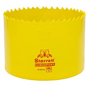 Starrett Deep Cut Hole Saw DCH0318 Heavy Duty Bi-Metal with Extra Cobalt HSS Teeth For Metals Wood Cast Iron Fibreglass Plastic Materials 79mm Starrett Deep Cut Hole Saw DCH0318 Heavy Duty Bi-Metal with Extra Cobalt HSS Teeth For Metals Wood Cast Iron Fibreglass Plastic Materials 79mm