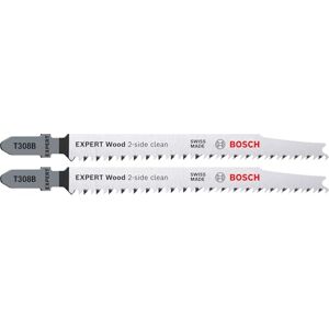 Bosch Professional 2 x Expert 'Wood 2-Side Clean' T 308 B Jigsaw Blade (for Plywood, Solid Wood Furniture Plate, Length 117 mm, Accessories Jigsaw) Bosch Professional 2 x Expert 'Wood 2-Side Clean' T 308 B Jigsaw Blade (for Plywood, Solid Wood Furniture Plate, Length 117 mm, Accessories Jigsaw)