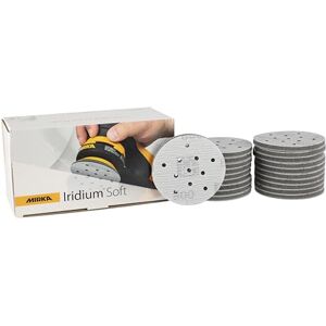 Mirka Iridium Soft sanding discs Ø 77 mm/grit P800 / Hook & Loop Multifit / 20 pieces/foam-based abrasive for precise dry sanding, clear lacquer sanding, finish Mirka Iridium Soft sanding discs Ø 77 mm/grit P800 / Hook & Loop Multifit / 20 pieces/foam-based abrasive for precise dry sanding, clear lacquer sanding, finish