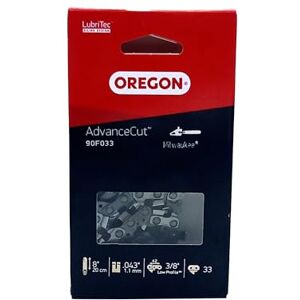 Oregon Chainsaw Chain 3/8" LP Pitch, .043" (1.1 mm) Gauge for 8" (20cm) Bar, 33 Drive Links – Low-Kickback Replacement Saw Chain for Small Chainsaw & Pruning Saw, Fits Milwaukee M18 FHS20-0 Oregon Chainsaw Chain 3/8" LP Pitch, .043" (1.1 mm) Gauge for 8" (20cm) Bar, 33 Drive Links – Low-Kickback Replacement Saw Chain for Small Chainsaw & Pruning Saw, Fits Milwaukee M18 FHS20-0
