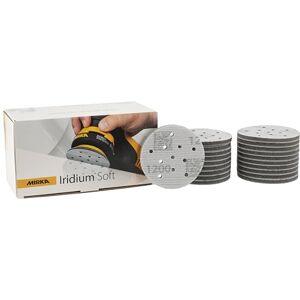 Mirka Iridium Soft sanding discs Ø 77 mm/grit P1200 / Hook & Loop Multifit / 20 pieces/foam-based abrasive for precise dry sanding, clear lacquer sanding, finish Mirka Iridium Soft sanding discs Ø 77 mm/grit P1200 / Hook & Loop Multifit / 20 pieces/foam-based abrasive for precise dry sanding, clear lacquer sanding, finish
